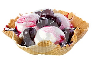 Black Cherry Ice Cream in Waffle Bowl