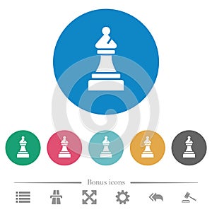 Black chess bishop flat round icons