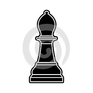 Black chess bishop piece on white background
