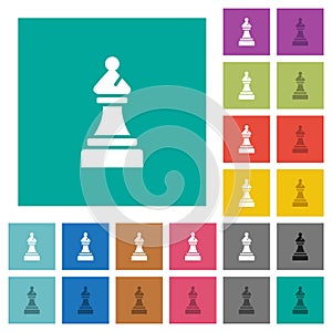 Black chess bishop square flat multi colored icons