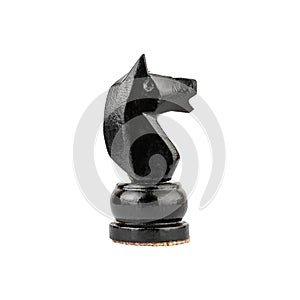 Black chess horse piece, isolated on white background. Sport. Chess. Design
