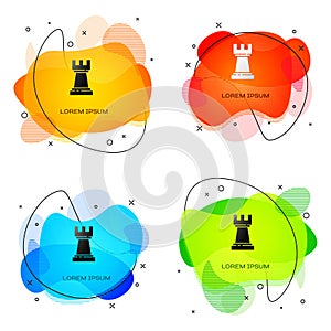 Black Chess icon isolated on white background. Business strategy. Game, management, finance. Abstract banner with liquid