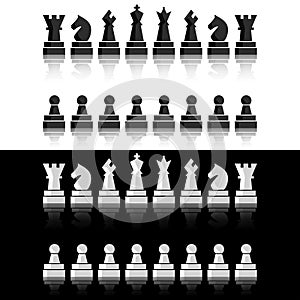 Black chess icons set. Chess board figures. Vector illustration chess pieces.
