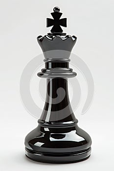 Black Chess King on White Background