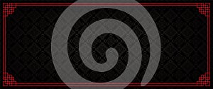 Black chinese circle and rhombus abstract banner