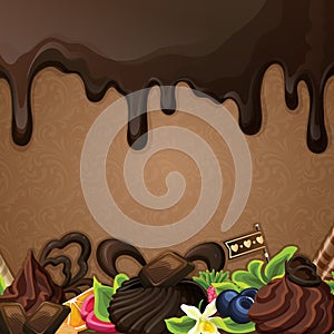 Black chocolate sweets background