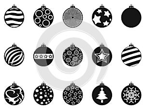 Black Christmas ball, christmas bauble icons set photo