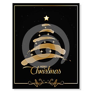 Black christmas invitational card with christmas tree Vector
