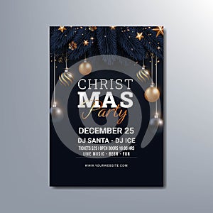 black christmas party flyer template design