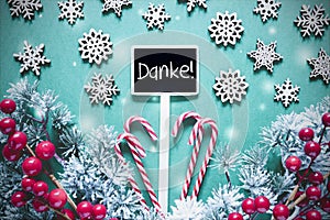 Black Christmas Sign,Lights, Frosty Look, Danke Means Thank You