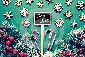 Black Christmas Sign,Lights, God Jul Means Merry Christmas, Retro Look