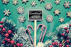 Black Christmas Sign,Lights, Text Goodbye 2020, Retro Look