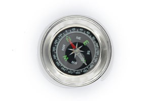 Black chrome compass isolated on white background