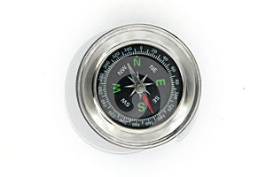Black chrome compass isolated on white background