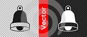 Black Church bell icon isolated on transparent background. Alarm symbol, service bell, handbell sign, notification