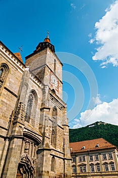 Black Church Biserica Neagra and Tampa mountain in Brasov, Romania