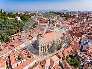 The Black Church in Brasov, Romania, aerial view