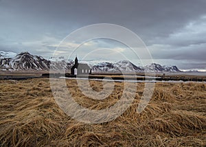 The Black church at BÃÂºÃÂ°irm, Iceland photo