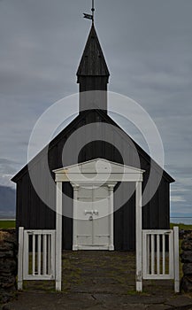 Black church on peninsula SnÃ¦fellsnes