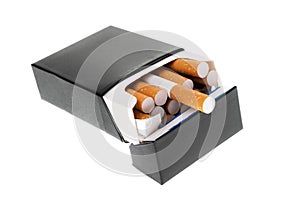 Black cigarette pack isolated