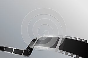 Black cinema film strip with different shape effect and empty space for your text. Movie film reel or film stripe isolated on