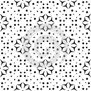 Black circle and star seamless pattern on white background