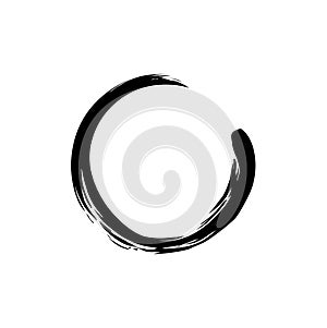 Black Circle Zen, Enzo, Purity, Peace, Yoga Logo Vector Illustration