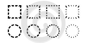 Black circles and rectangles set. Circle and rectangle stroke set. Isolated vector. Black circle and rectangle shape set in flat