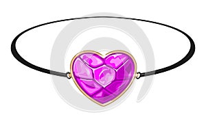 Black circlet, bracelet or armlet with heart shape rose quartz, tourmaline or sapphire. photo