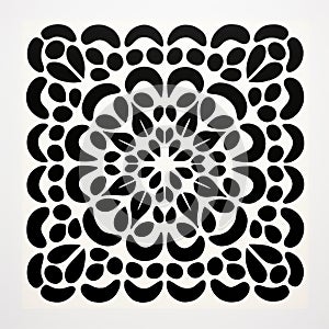 Black Circular Design On White Background: Julio Le Parc Inspired Artwork