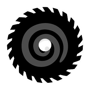 Black circular saw. Vector sign or icon. Symbol of saw mill