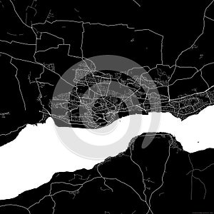 Black city map of Dundee United Kingdom.