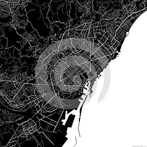 Black city map of Eixample Spain.