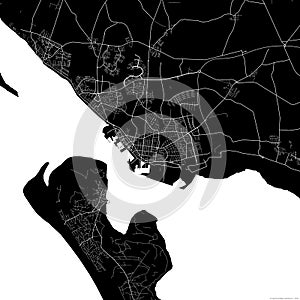 Black city map of Esbjerg Denmark.