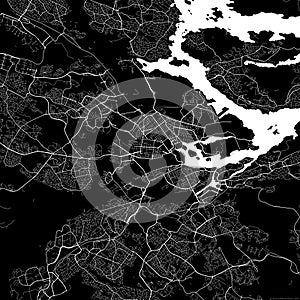 Black city map of Kungsholmen Sweden.