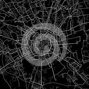 Black city map of Milan Italy.