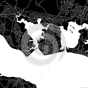 Black city map of Portsmouth United Kingdom.