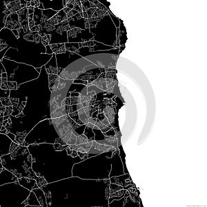 Black city map of Sunderland United Kingdom.