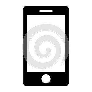Black classic mobile phone icon with button and empty white screen. Smartphone icon vector eps10.