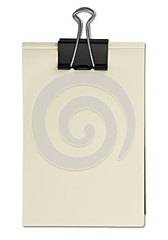 Black clip and White blank note paper