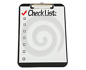 Black Clipboard with Check List Attached