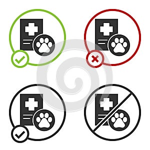 Black Clipboard with medical clinical record pet icon isolated on white background. Health insurance form. Medical check