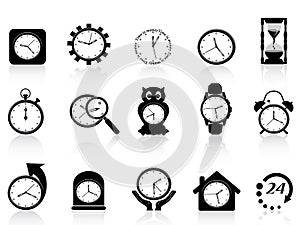 Black clock icon set