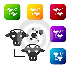 Black Cloning icon isolated on white background. Genetic engineering concept. Set icons in color square buttons. Vector
