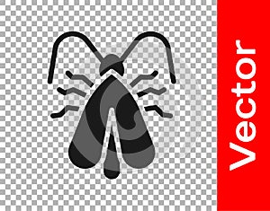 Black Clothes moth icon isolated on transparent background. Vector