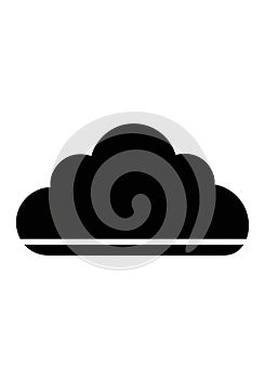 A black cloud icon on a white background, featuring a rounded