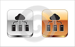Black Cloud or online library icon isolated on white background. Internet education or distance training. Silver-gold