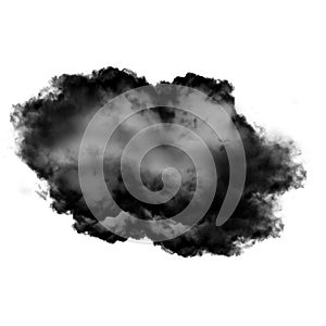 Black cloud of smoke isolated over white background