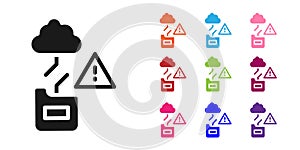 Black Cloud technology data transfer and storage icon isolated on white background. Set icons colorful. Vector