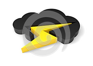 Black cloud with thunder 3D